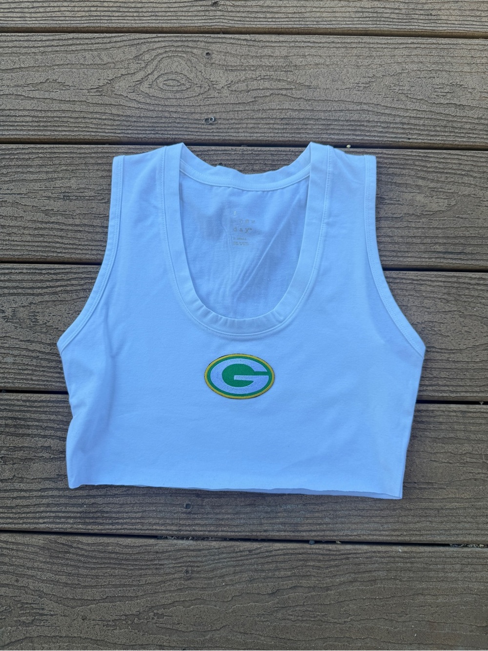 Green Bay Packers Logo White Crop Tank XS